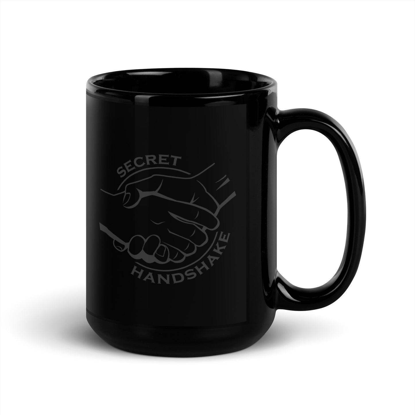 Secret Handshake Stealth Black Mug